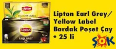 LİPTON EARL GREY/YELLOW LABEL BARDAK POŞET ÇAY 25'Lİ LİPTON EARL GREY/YELLOW LABEL BARDAK POŞET ÇAY 25'Lİ